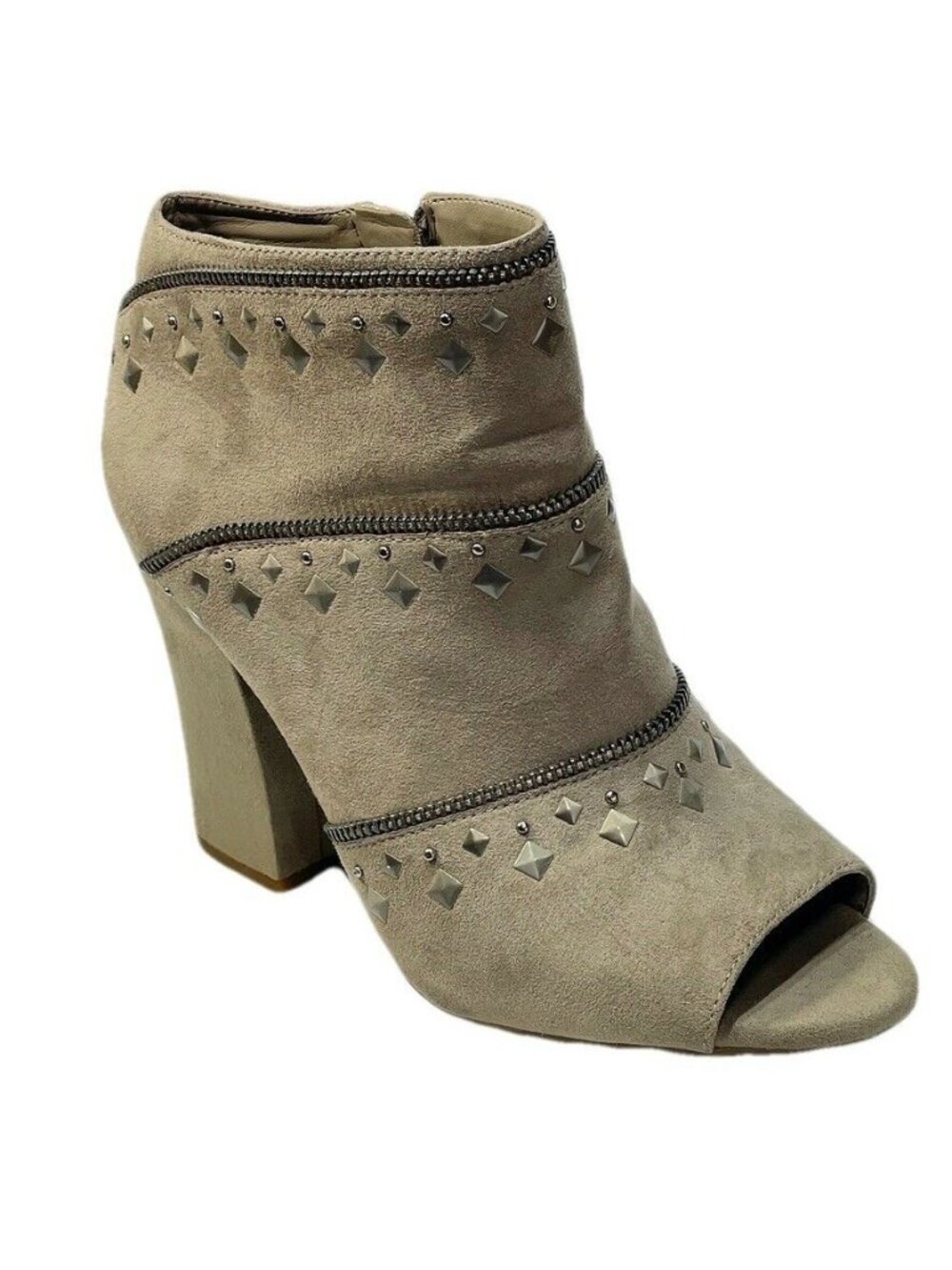Jessica Simpson Peep Toe Studded Zip-Up Ankle Booties Size 8